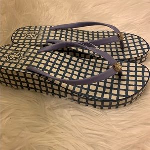 Tory Burch Wedge Flip Flops. Never Worn! Sz 9